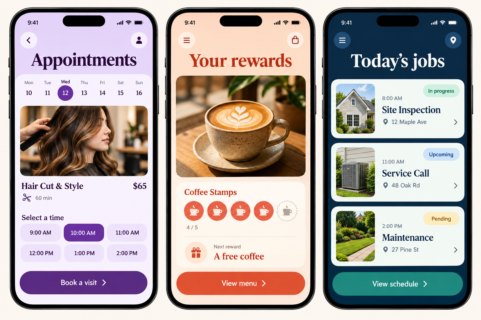 Appointment companion: Violet · Customer convenience interface concept