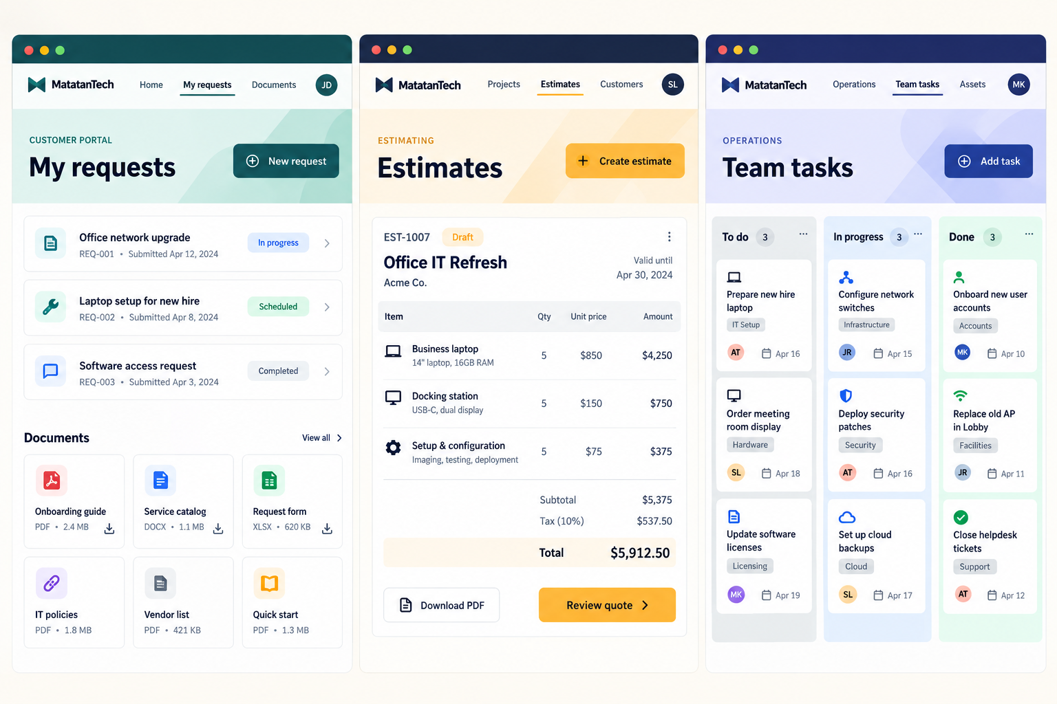 Customer portal: Self-service · Clear status interface concept